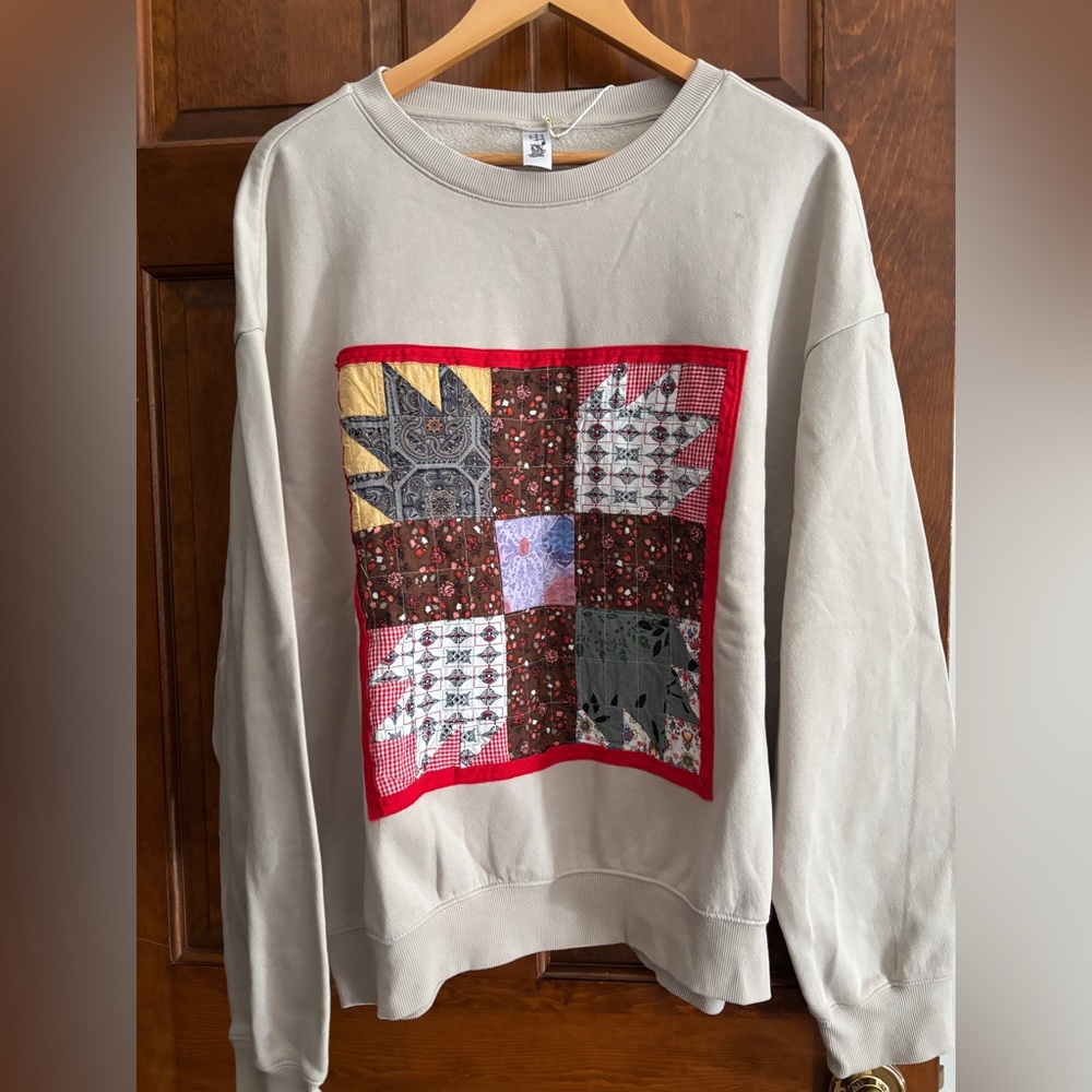 Vintage upcycled one of a kind sweatshirt with quilted front